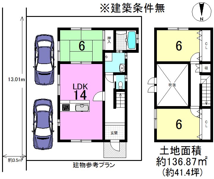 北花山山田町B号地 間取り図