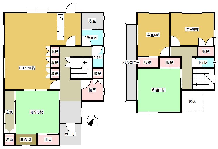 長山5丁目中古戸建 間取図・土地図