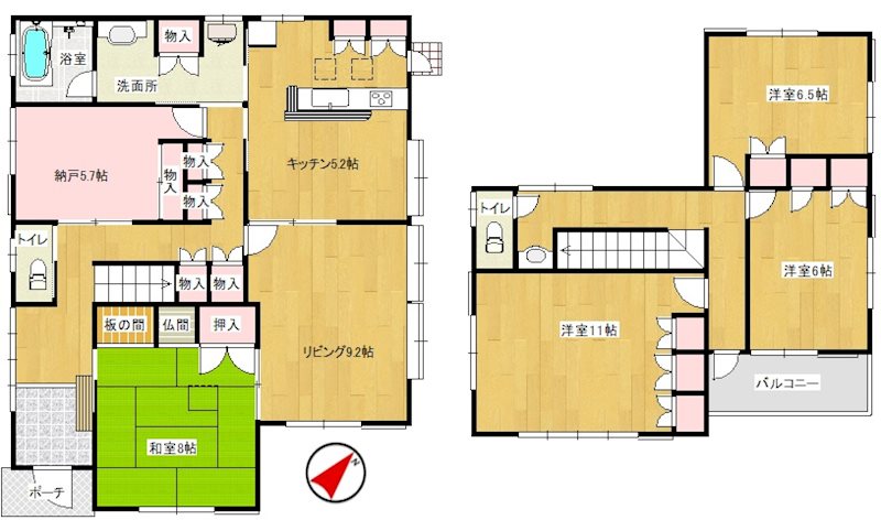長山ーA邸 間取図・土地図