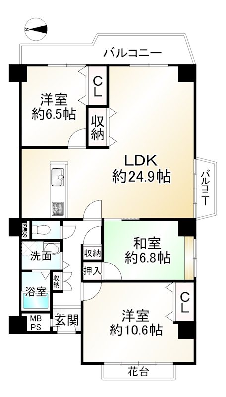 イトーピア向日マンションA棟 間取図・土地図