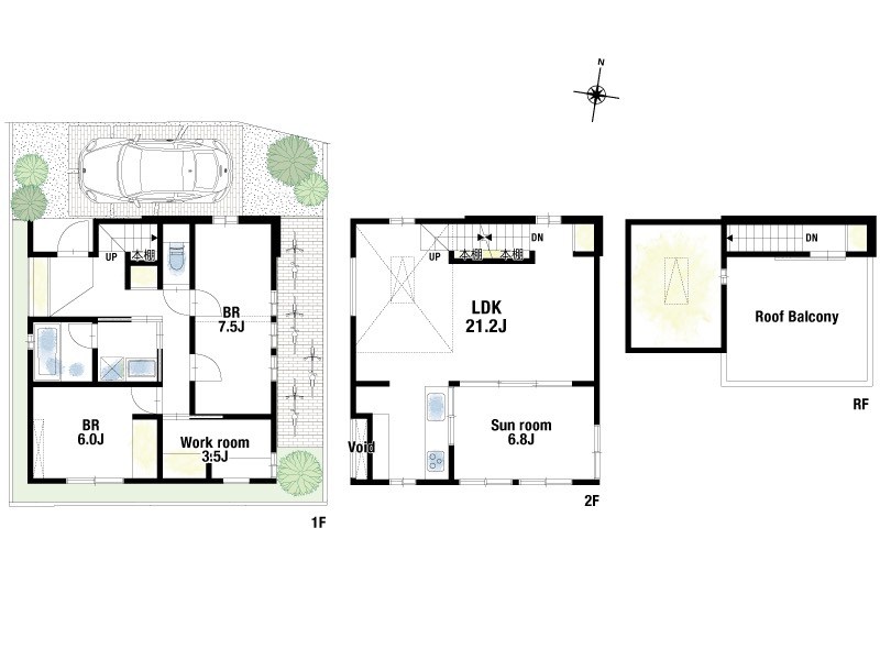 【CASA】 箕面市白島3丁目 ◆建築条件無売土地◆ 建物プラン例（間取り図）