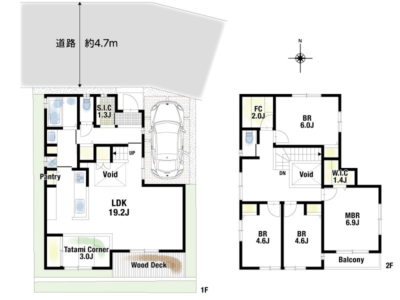 【CASA】 箕面市白島3丁目 ◆建築条件無売土地◆ 建物プラン例（間取り図）