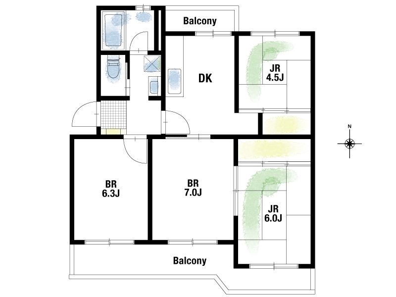 【CASA】高槻塚原台ハイツ4号棟 間取図・土地図
