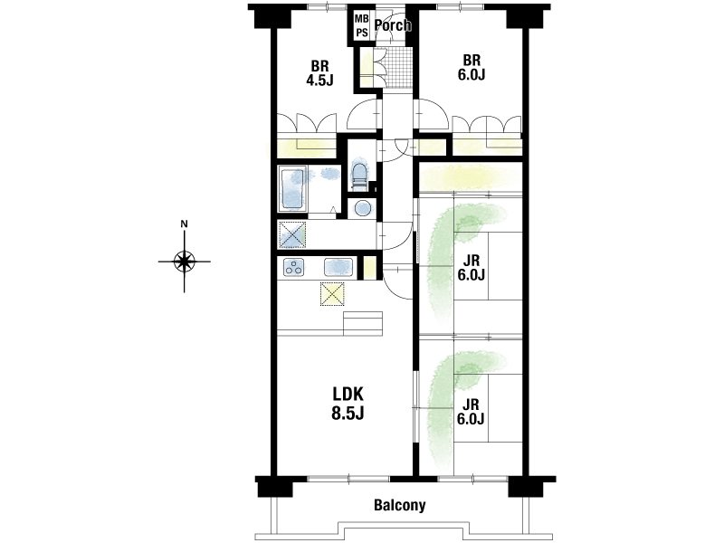 【CASA】朝日プラザ高槻ウエスト・ヒルズB棟 間取図・土地図