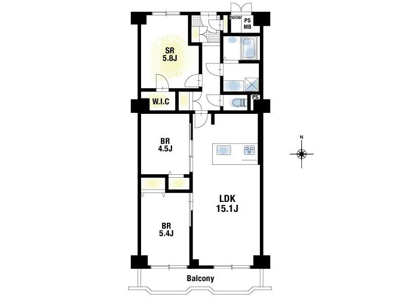日商岩井第7緑地公園マンション604号室 間取図・土地図