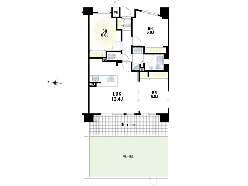 【CASA】エスリード京都山科セミリア≪専用庭（29㎡）付き、ペットと過ごす暮らし≫ 間取図・土地図