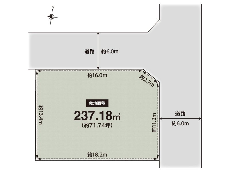 【CASA】川西市向陽台1丁目 建築条件無し売土地 間取図・土地図