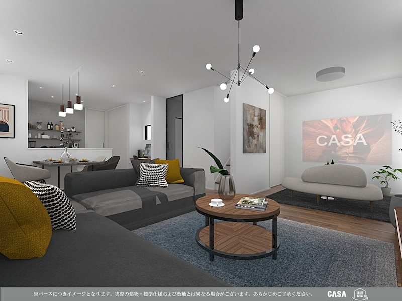 【CASA】川西市向陽台1丁目 建築条件無し売土地 建物プラン例（パース・内観）
