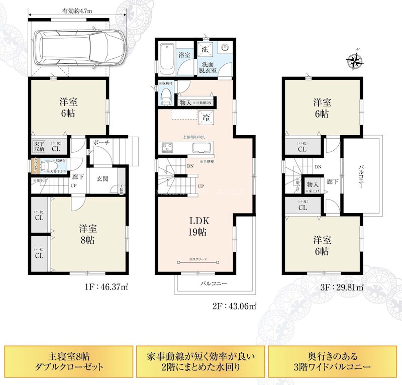 常盤台１丁目　新築戸建（全２棟）　２号棟 間取図・土地図