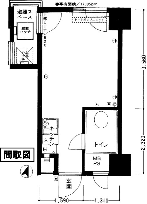 中央区日本橋本町１丁目事務所（６階・区分） 間取図・土地図