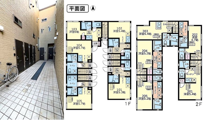 杉並区方南１丁目アパート１棟 間取図・土地図