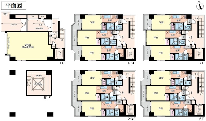 都筑区仲町台１丁目マンション１棟 間取図・土地図