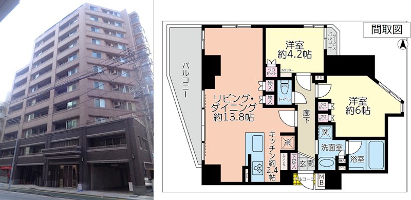 鶴見区豊岡町マンション１室 間取図・土地図