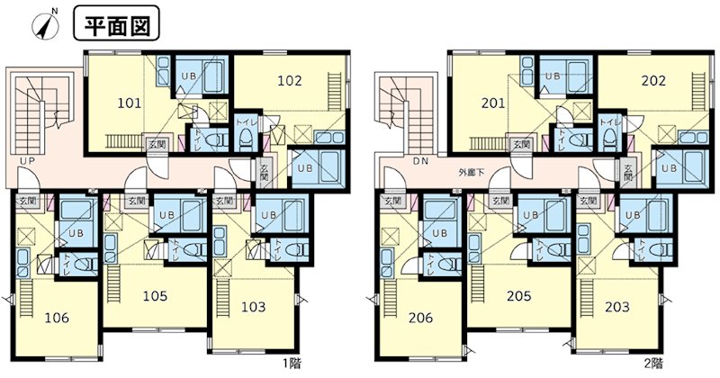 川崎区小田２丁目アパート１棟 間取図・土地図