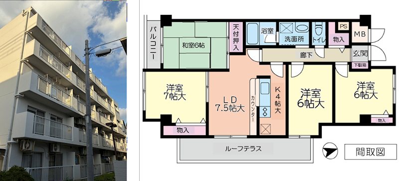 多摩区菅野戸呂マンション１室 間取図・土地図