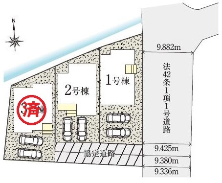 GRAN FELIDIA福津市津屋崎1丁目新築戸建て全3棟　2号棟 全体区画図