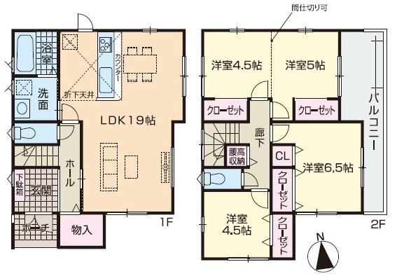福津市福間南3丁目新築戸建て全7区画　4号地 間取図・土地図
