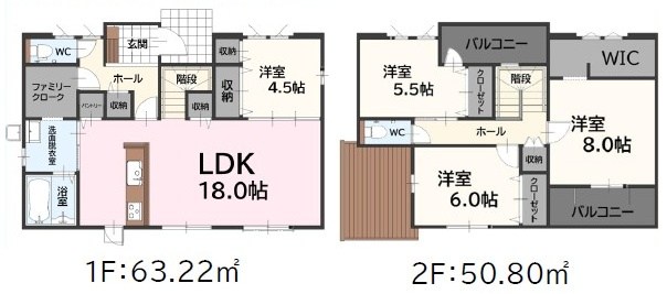 糟屋郡新宮町大字湊4期新築戸建て全2棟　2号棟 間取図・土地図