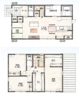 新築分譲　長府印内町 間取図・土地図