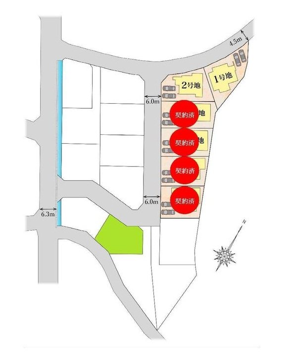 古賀市薦野新築戸建て全6区画　1号地 全体区画図