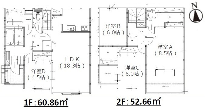 糟屋郡新宮町緑ヶ浜2丁目6期新築戸建て全1棟 間取図・土地図