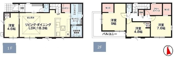 古賀市天神7丁目新築戸建て全4棟　1号棟 間取図・土地図