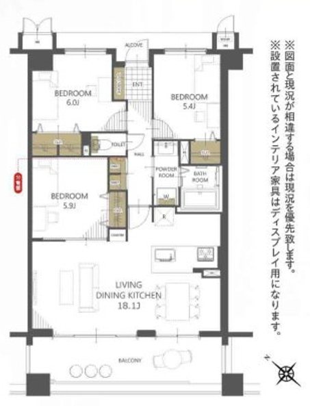 サーパス山の田東町 間取図・土地図