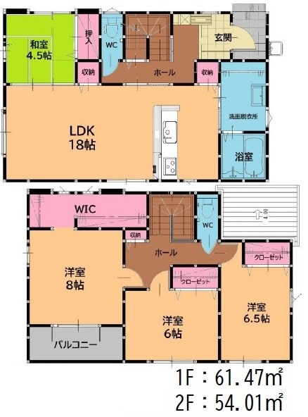 古賀市天神3丁目1期新築戸建て全3棟　1号棟 間取図・土地図