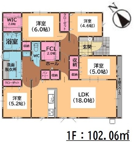 糟屋郡久山町久原7期新築戸建て全3棟　1号棟 間取図・土地図
