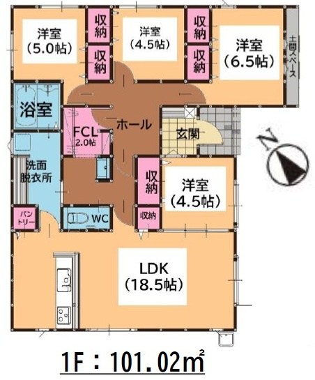 糟屋郡久山町久原7期新築戸建て全3棟　7号棟 間取図・土地図