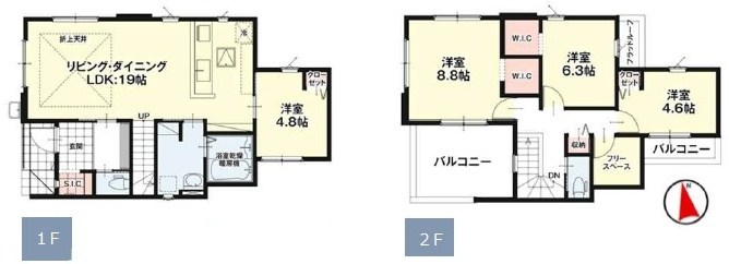 古賀市天神7丁目新築戸建て全4棟　3号棟 間取図・土地図