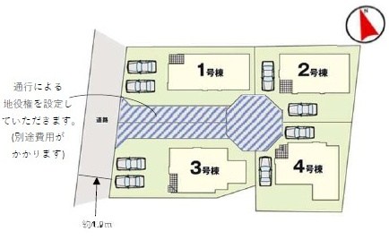 古賀市天神7丁目新築戸建て全4棟　3号棟 全体区画図