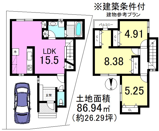 大宅五反畑町１２号地【会員限定】   間取り図