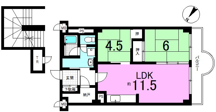 山科音羽マンションA棟 間取り図