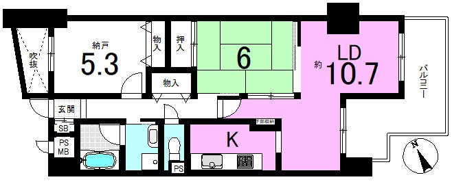 ライオンズマンション山科大宅 間取り図