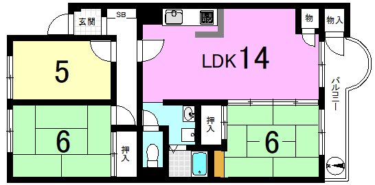 山科音羽マンションA棟 間取り