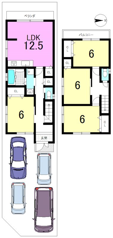 大宅中小路町 間取り図