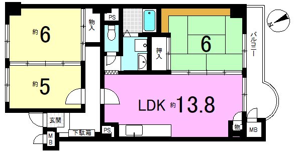 山科音羽マンションA棟 間取り図