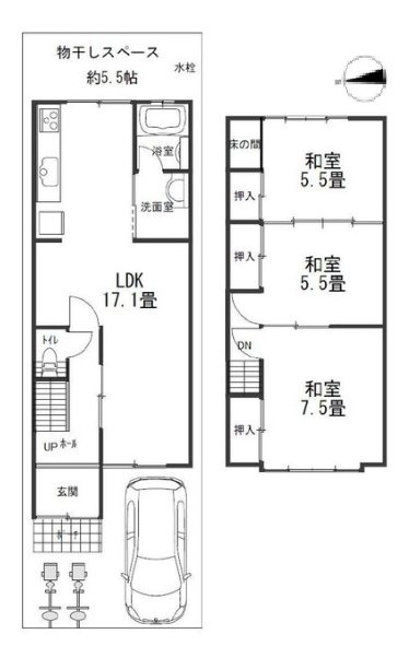 西野大鳥井町 間取り図