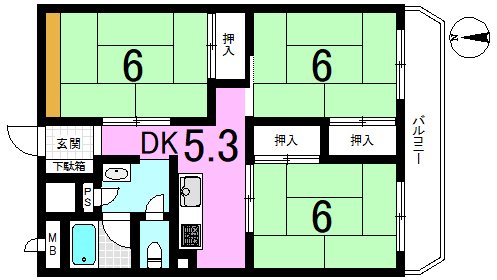 山科団地B棟 間取り図