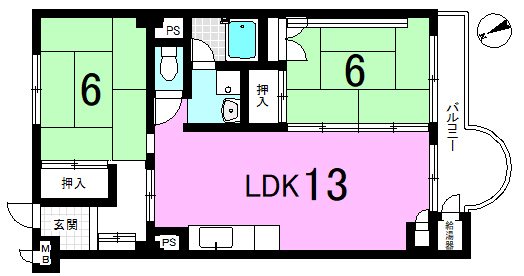 山科音羽マンションB棟 間取り図