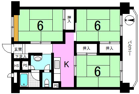 山科団地B棟 間取り図