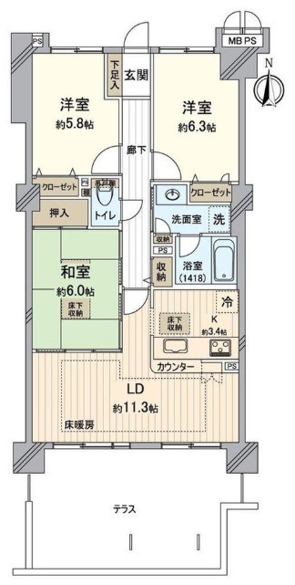 ライオンズマンション京都山科ガーデンシティ【会員限定】 間取り図