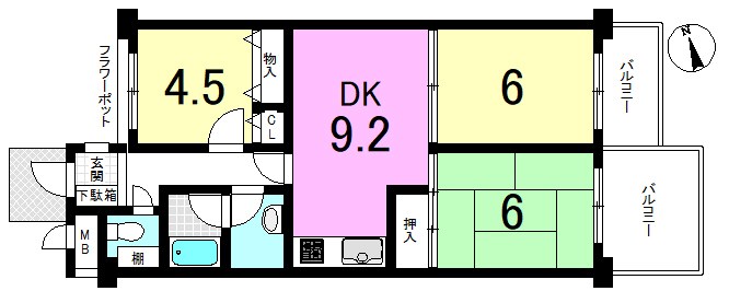 パークテラス北花山 間取り図