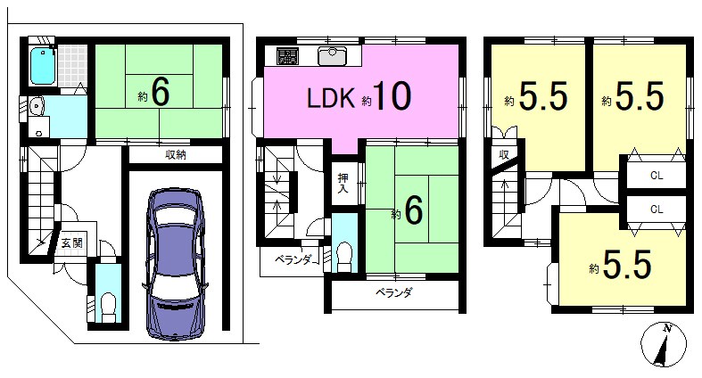 勧修寺西栗栖野町 間取り図