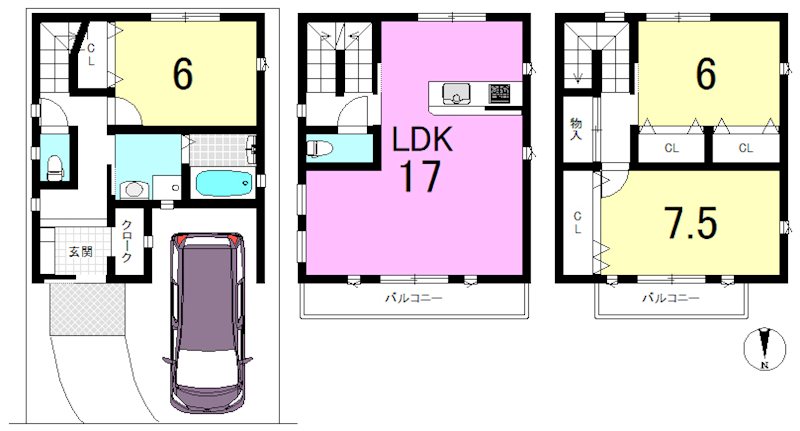 北花山中道町 間取り図