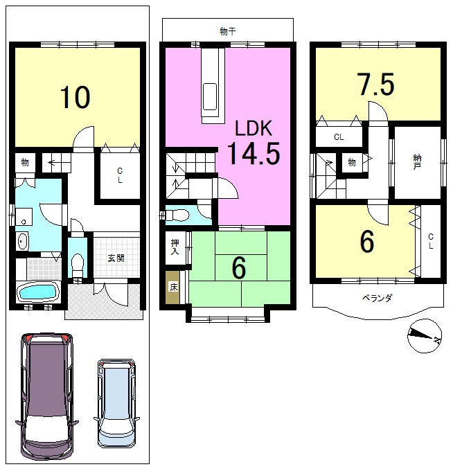 勧修寺西北出町 間取り図