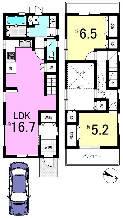 勧修寺西北出町 間取り図