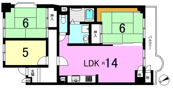 山科音羽マンションB棟 間取り