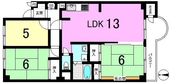 山科音羽マンションB棟 間取り